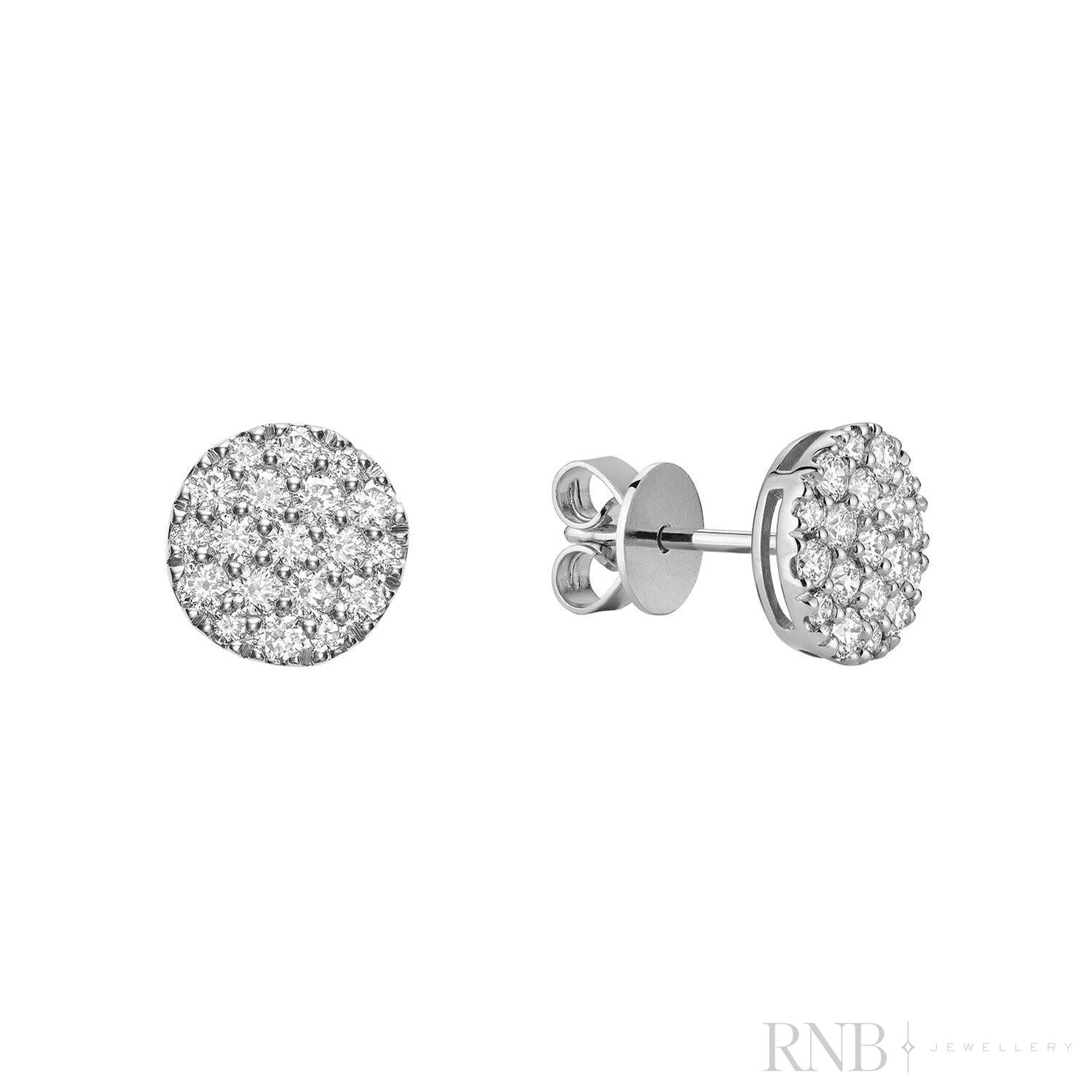 Pave Round Diamond Stud Earrings-RNB Jewellery