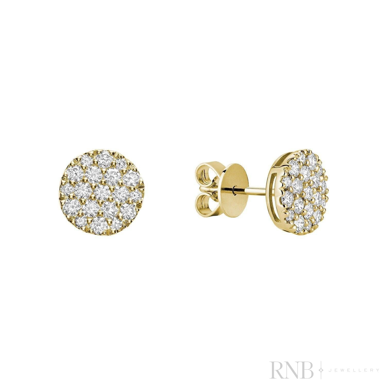 Pave Round Diamond Stud Earrings-RNB Jewellery