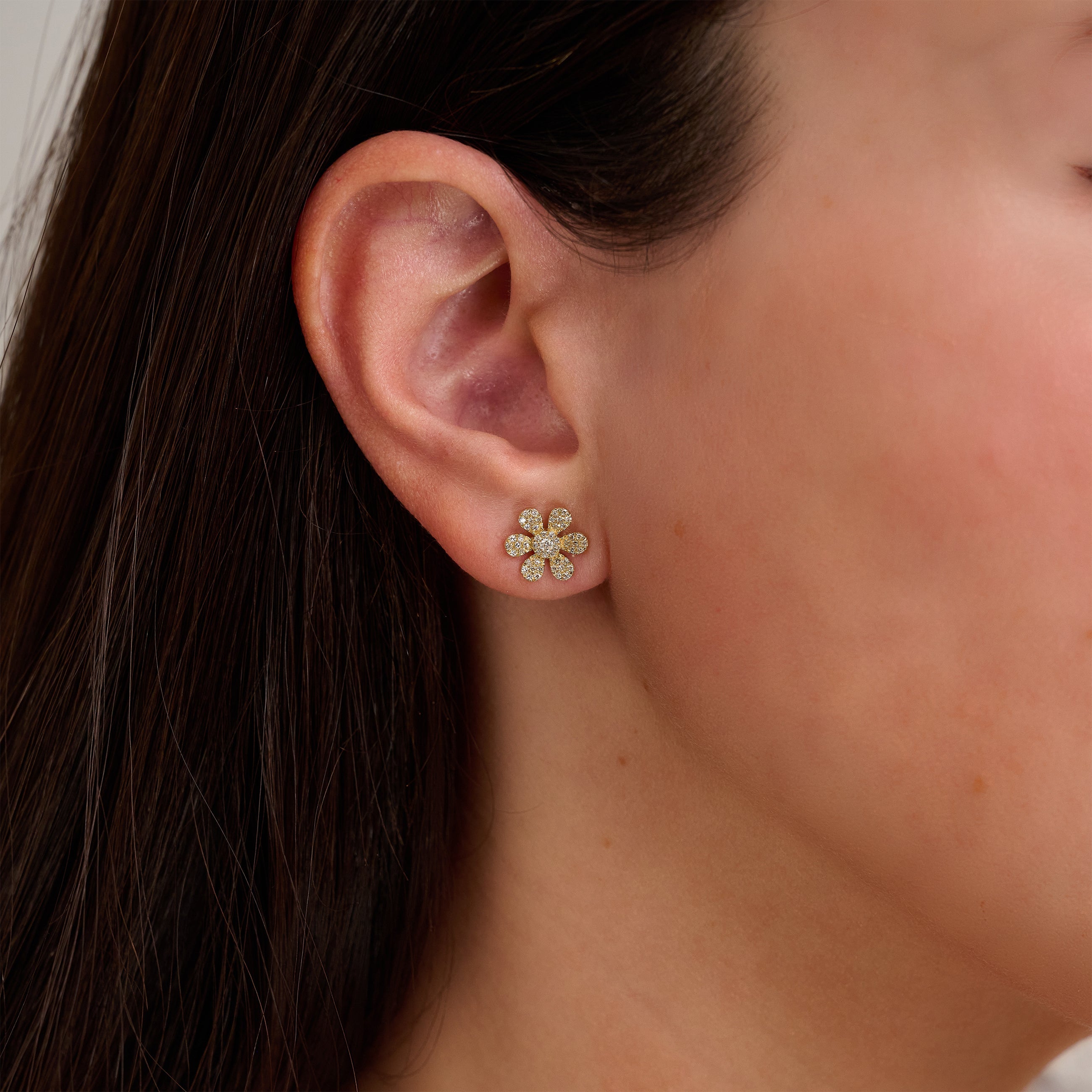 Clover Flower Diamond Stud Earrings