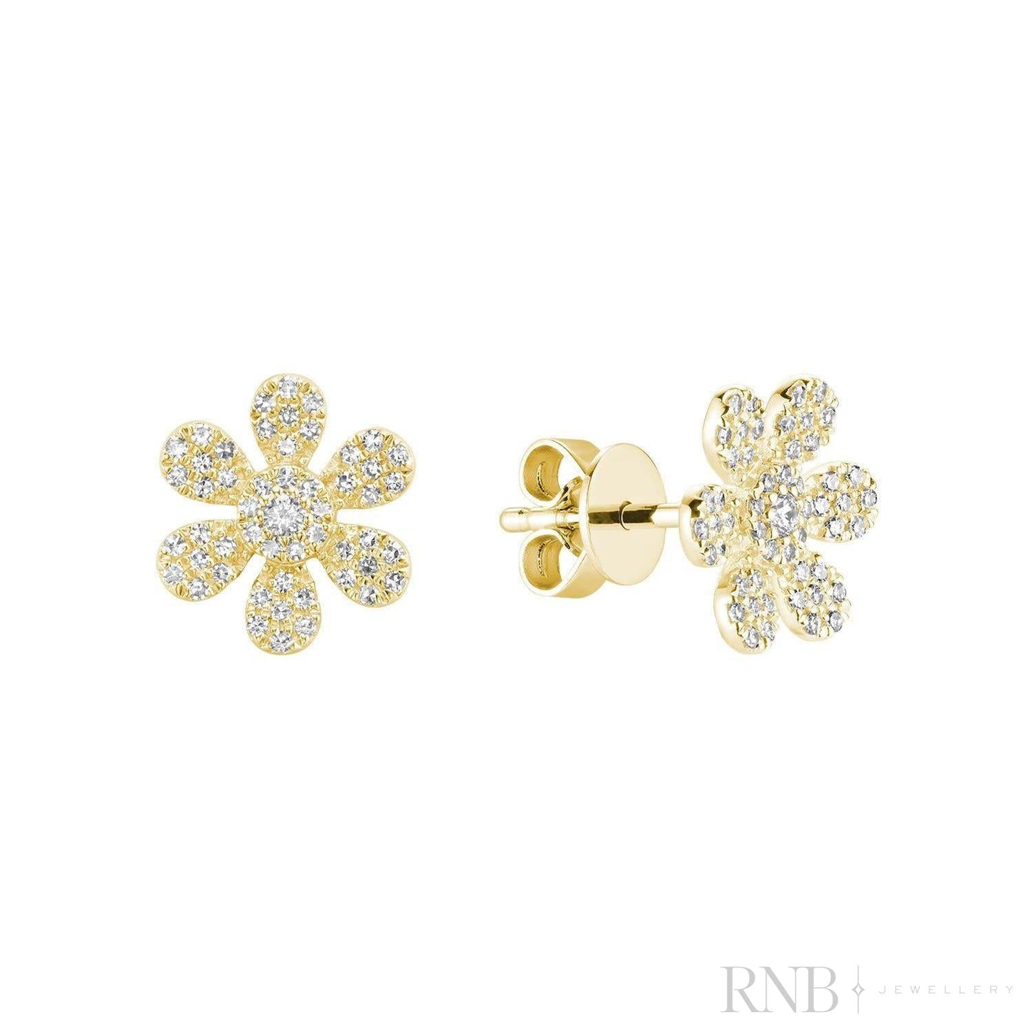 Flower Diamond Stud Earrings-RNB Jewellery