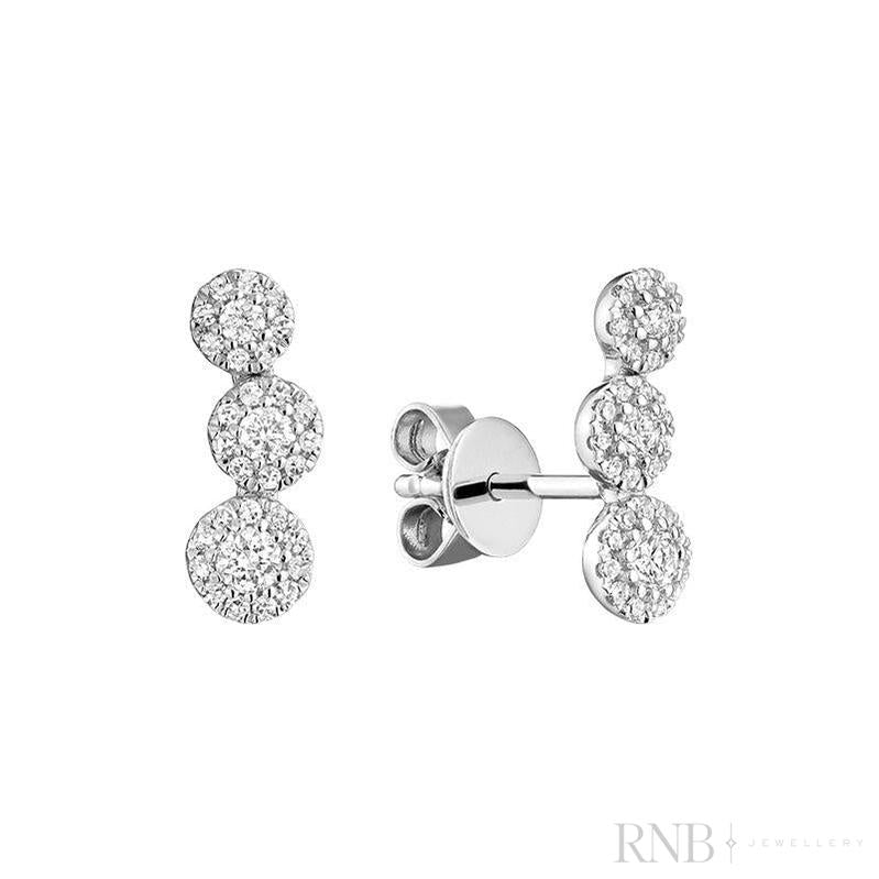 Triple Circle Diamond Cluster Earrings-RNB Jewellery