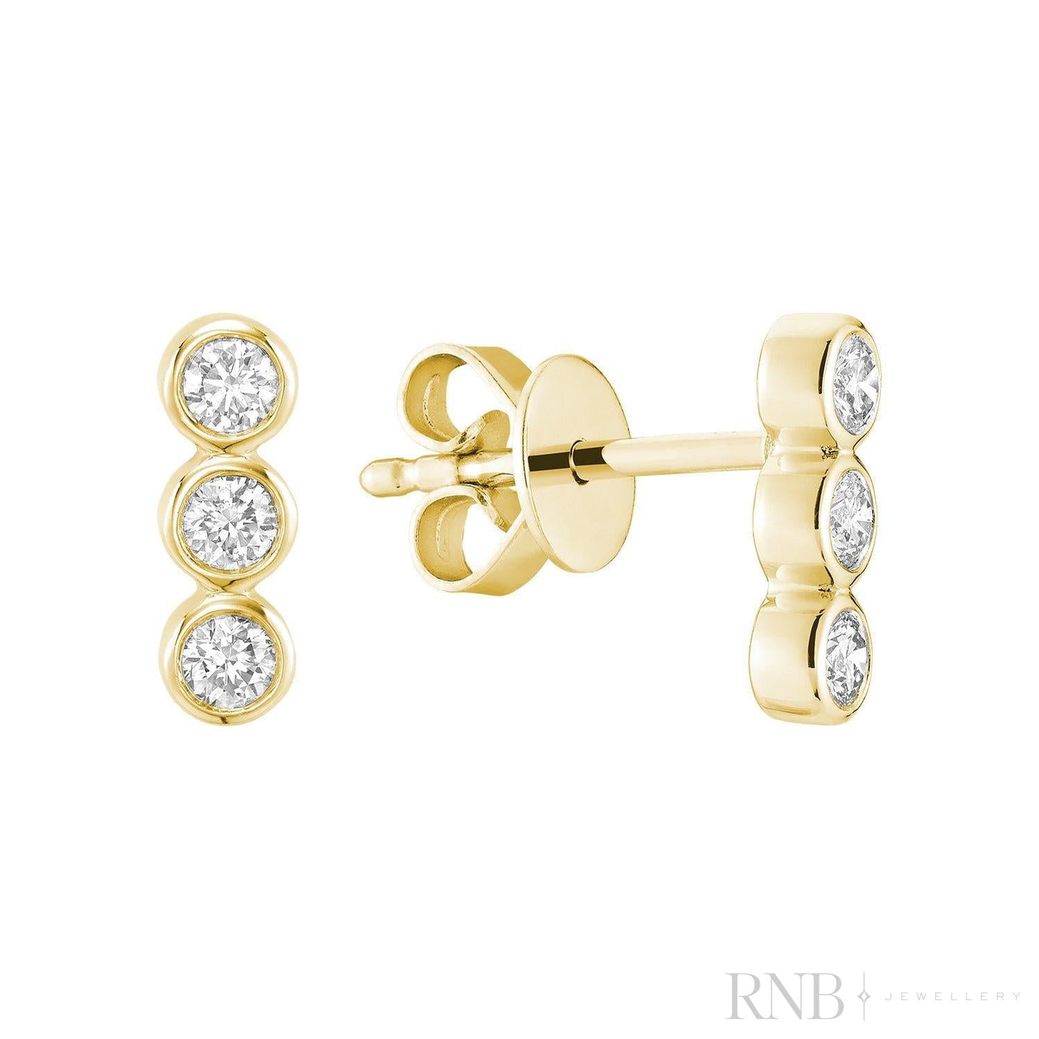 Trinity Bezel Diamond Stud Earrings-RNB Jewellery