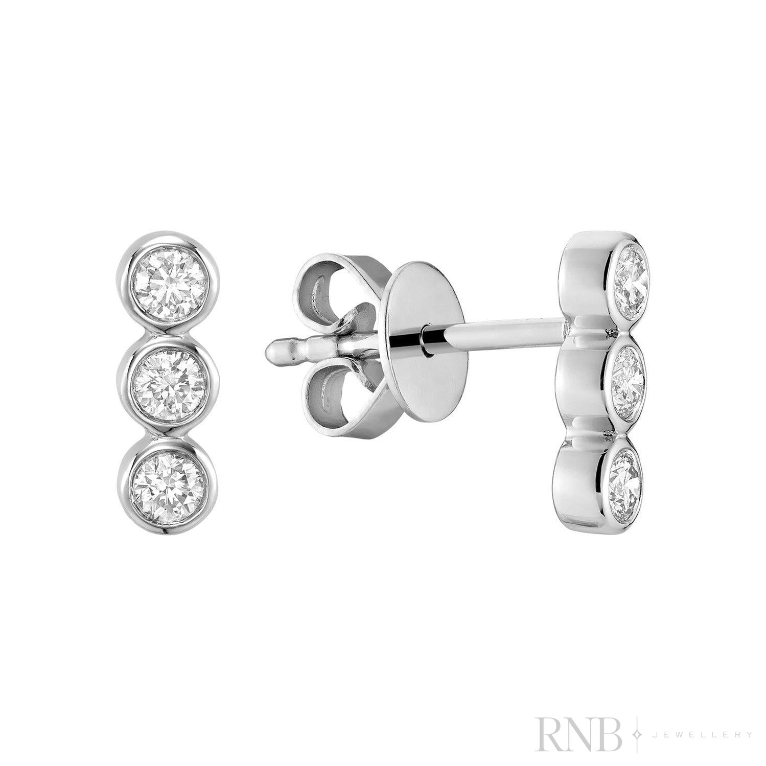 Trinity Bezel Diamond Stud Earrings-RNB Jewellery