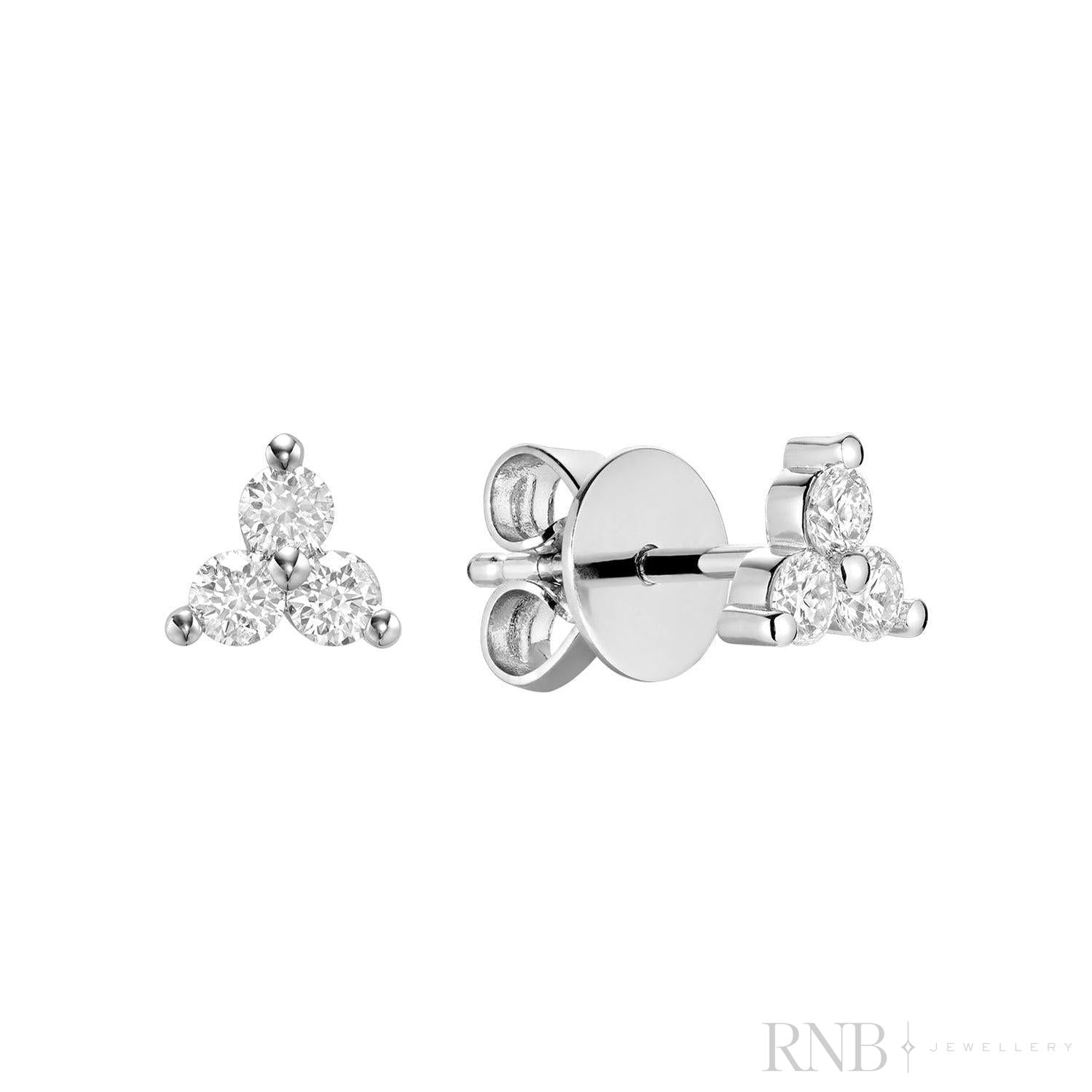 Trinity Diamond Stud Earrings-RNB Jewellery