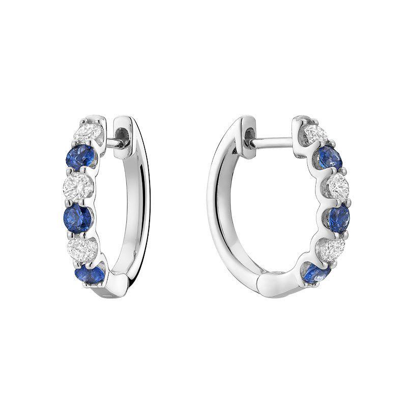 Blue Sapphire & Diamond Earrings-RNB Jewellery