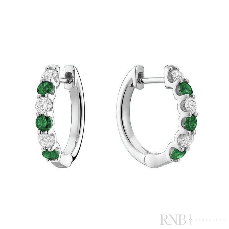 Emerald & Diamond Huggie Earrings-RNB Jewellery