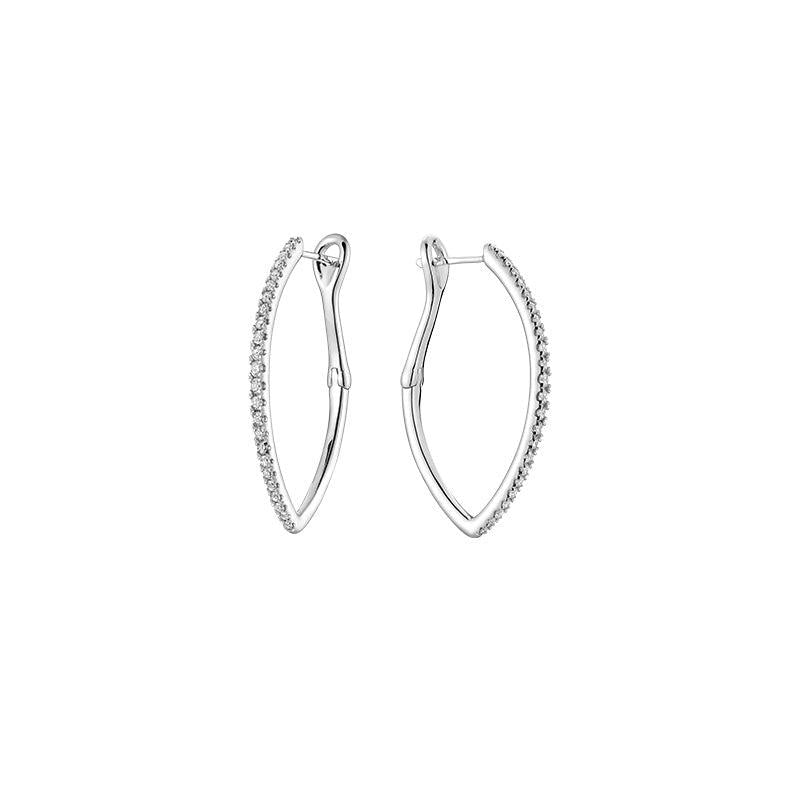 V-Shaped Hoops Diamond Earring-RNB Jewellery