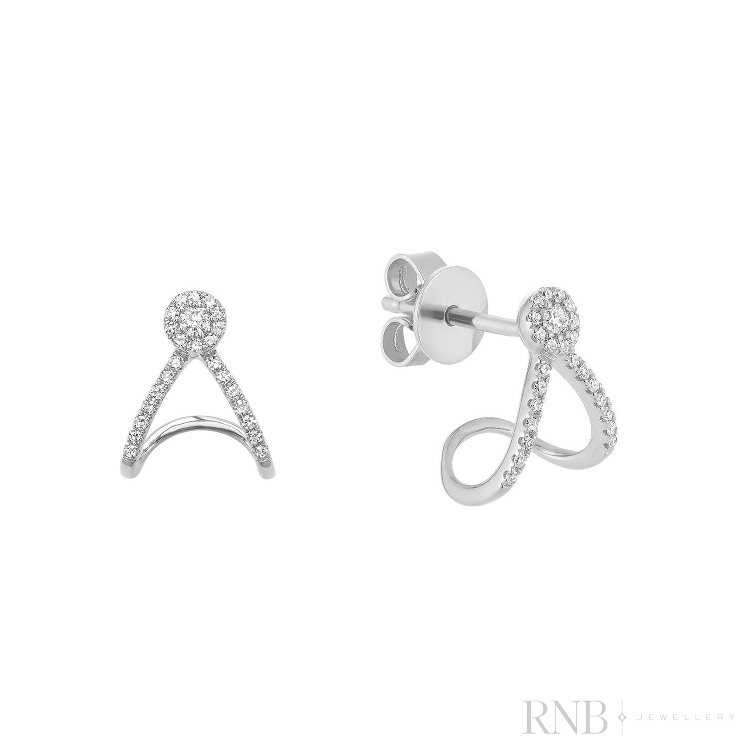 Ear Wrap Diamond Stud Earrings-RNB Jewellery