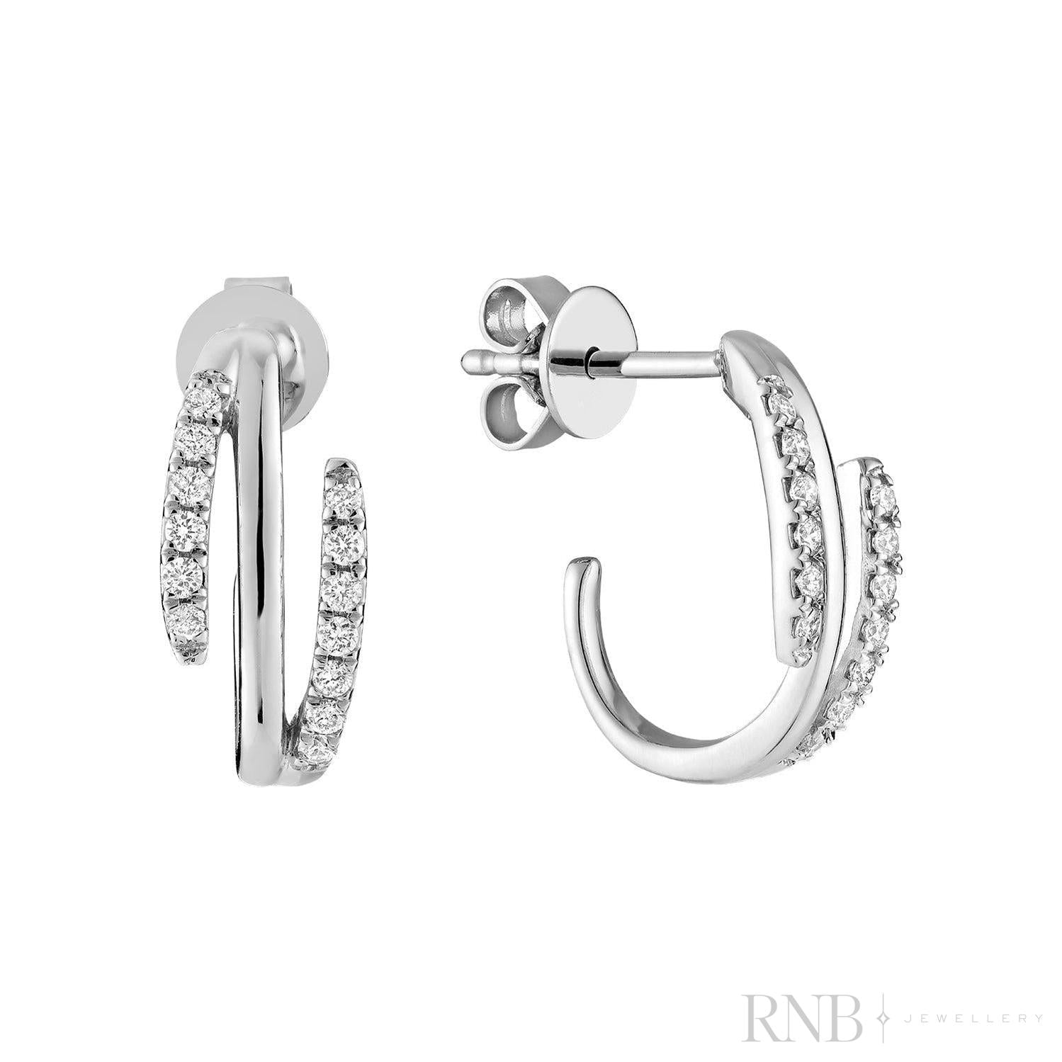 Double Swirl Diamond Earrings-RNB Jewellery