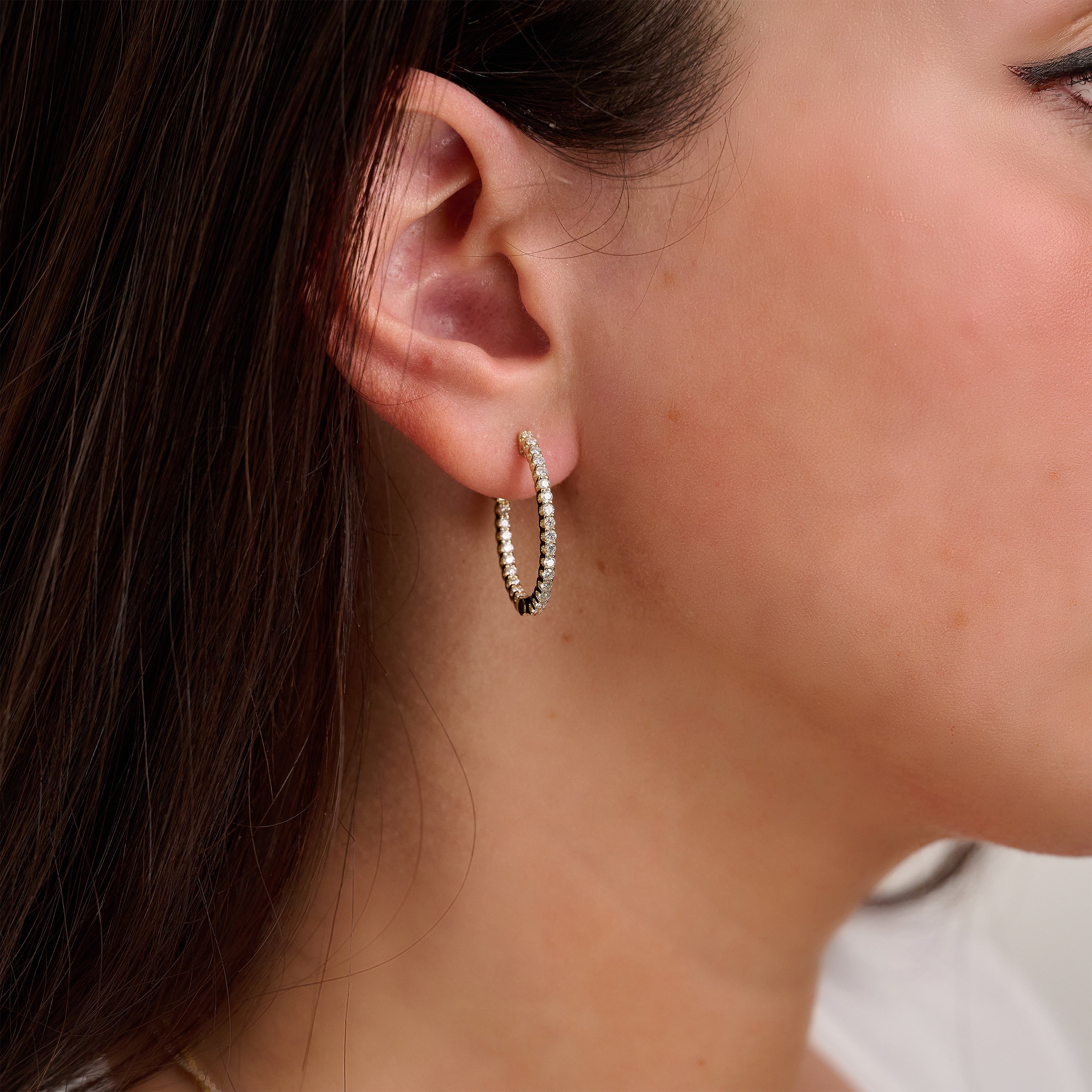 Oval Diamond Hoop Earrings