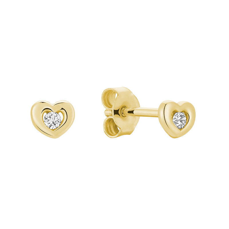Mini Heart Diamond Stud Earrings