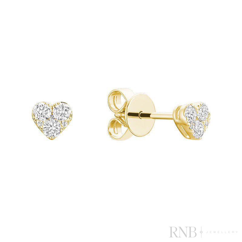 Pave Heart Diamond Stud Earrings-RNB Jewellery