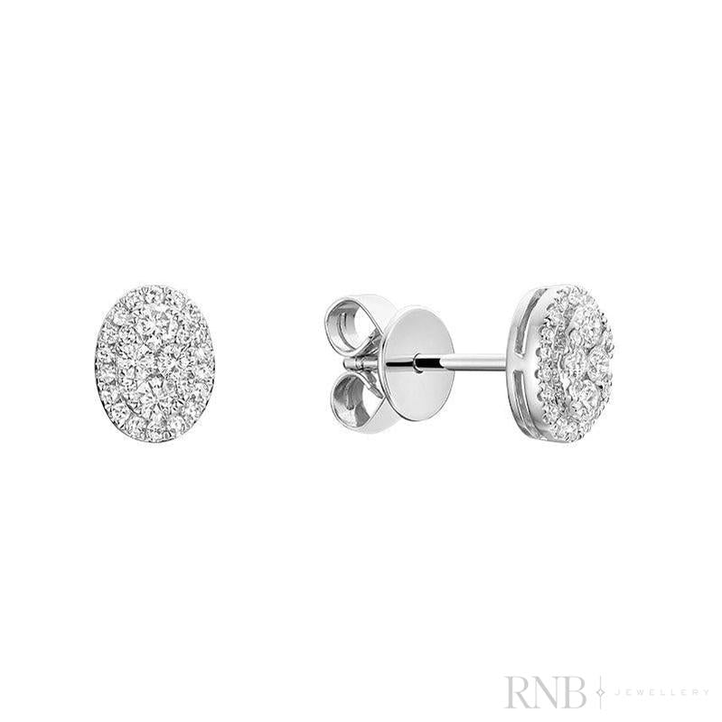 Pave Oval Diamond Stud Earrings-RNB Jewellery