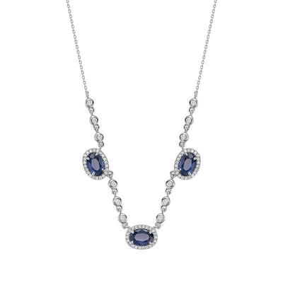 Blue Sapphire & Diamond Pendant - Pendentif en Diamant & Sapphire - RNB Jewellery