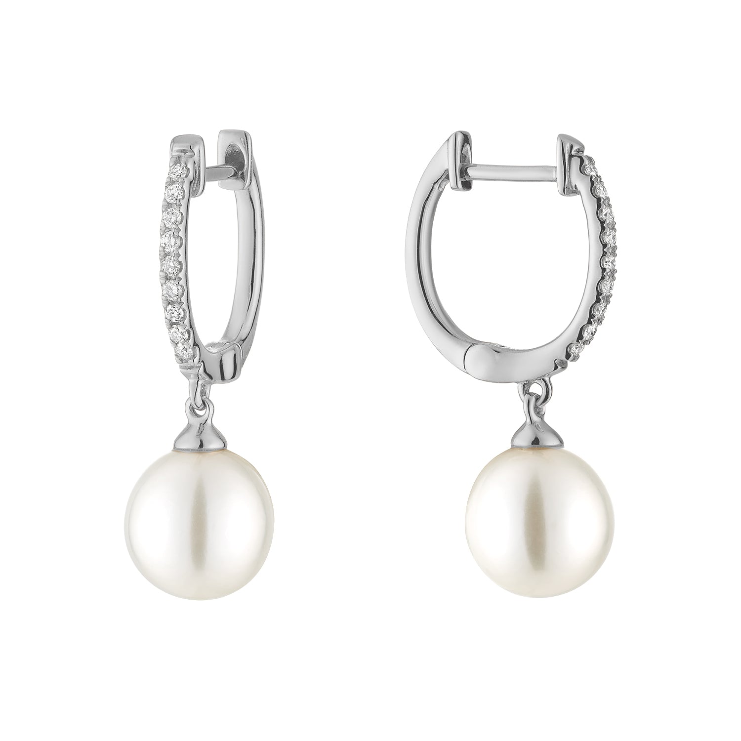 Cultured Pearl & Diamond Dangle Earrings - RNB Jewellery