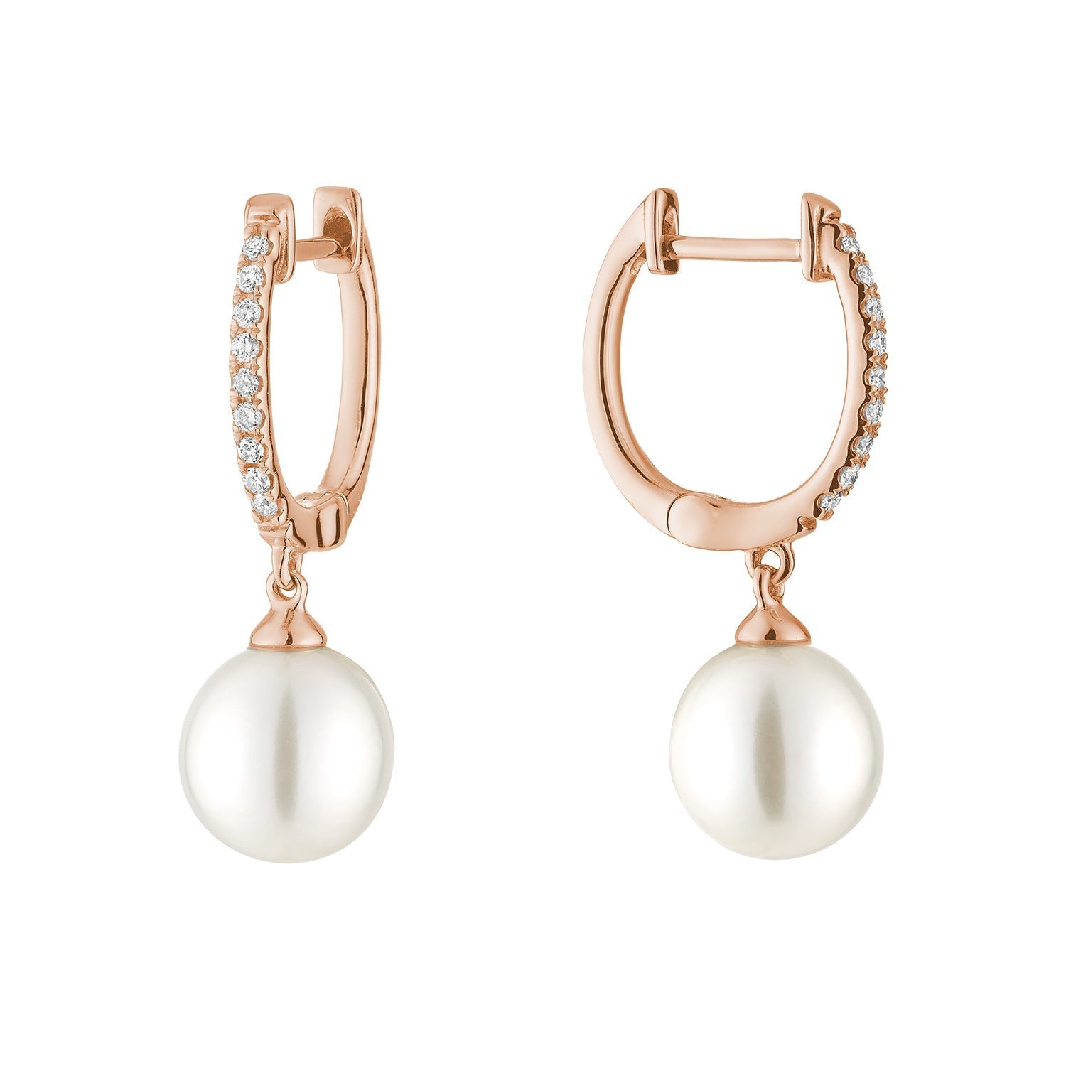 Cultured Pearl & Diamond Dangle Earrings - RNB Jewellery