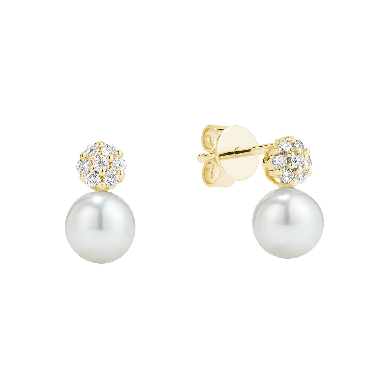 Cultured Pearl & Diamond Stud Earrings - RNB Jewellery