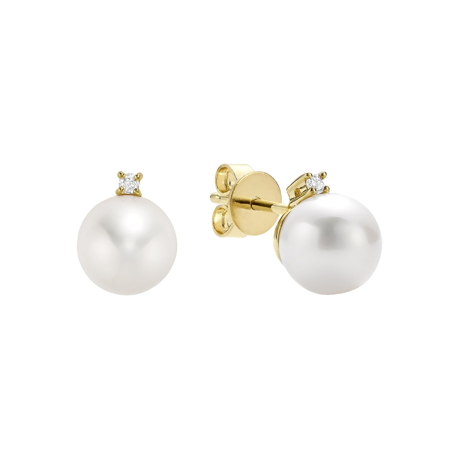 Cultured Pearl & Diamond Stud Earrings - RNB Jewellery