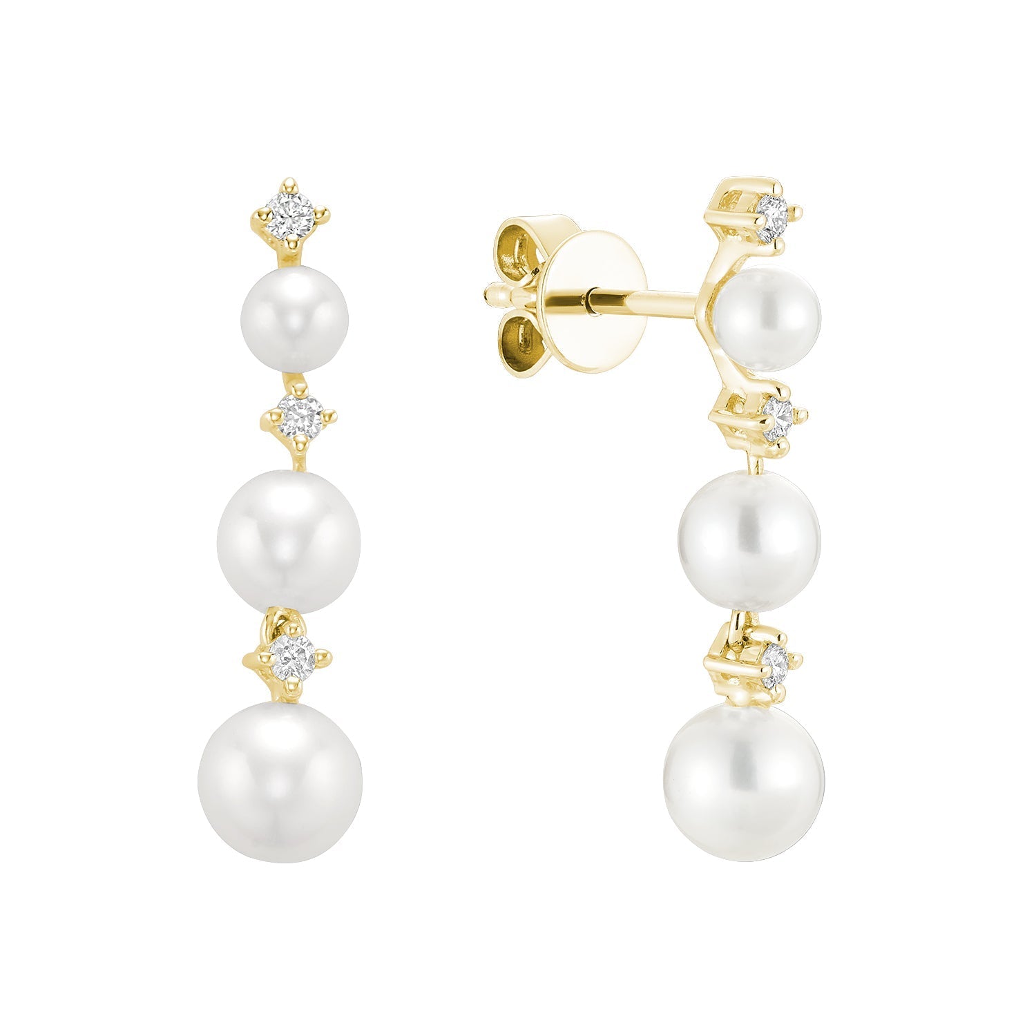 Cultured Pearl & Diamonds Stud Earrings - RNB Jewellery