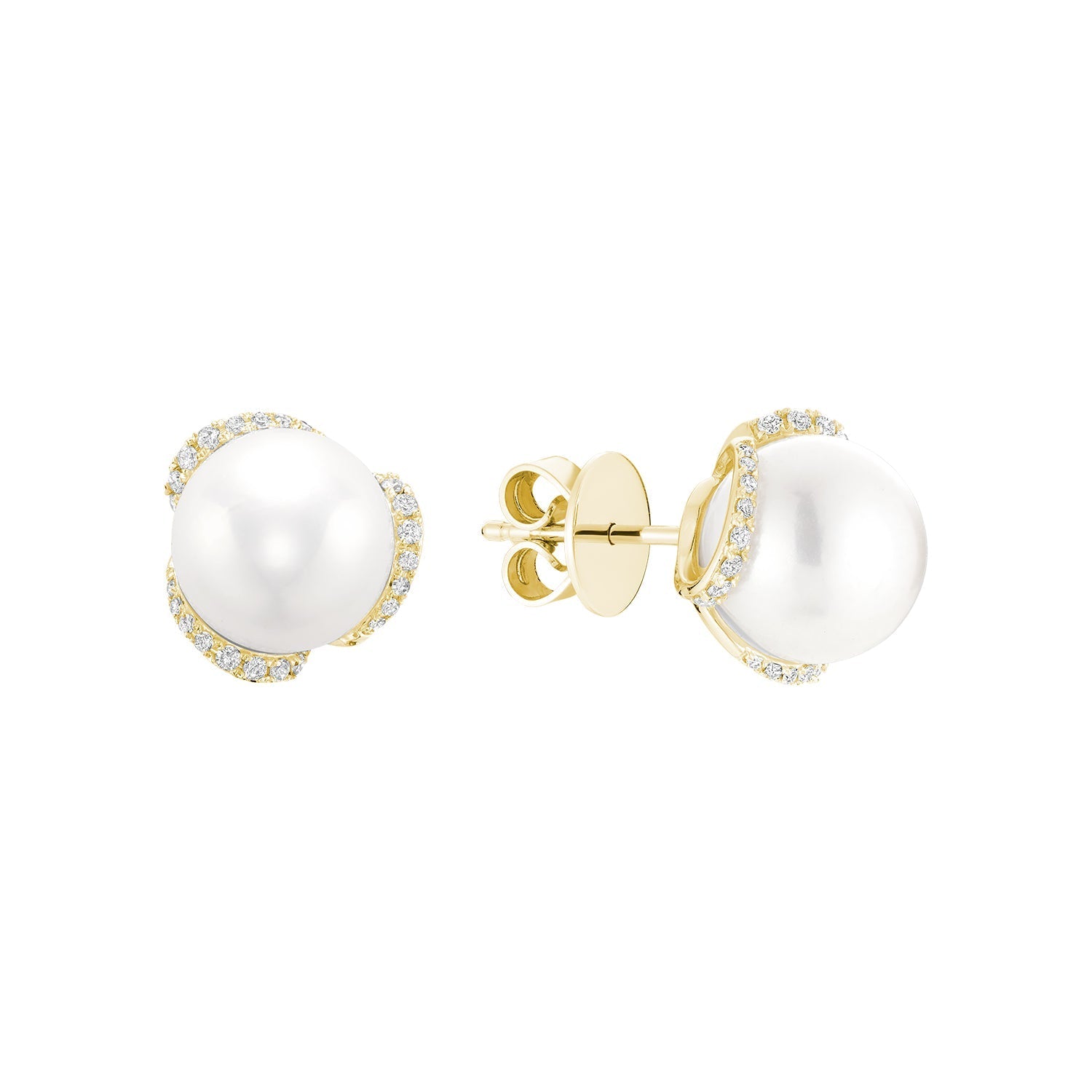 Cultured Pearl & Diamonds Stud Earrings - RNB Jewellery