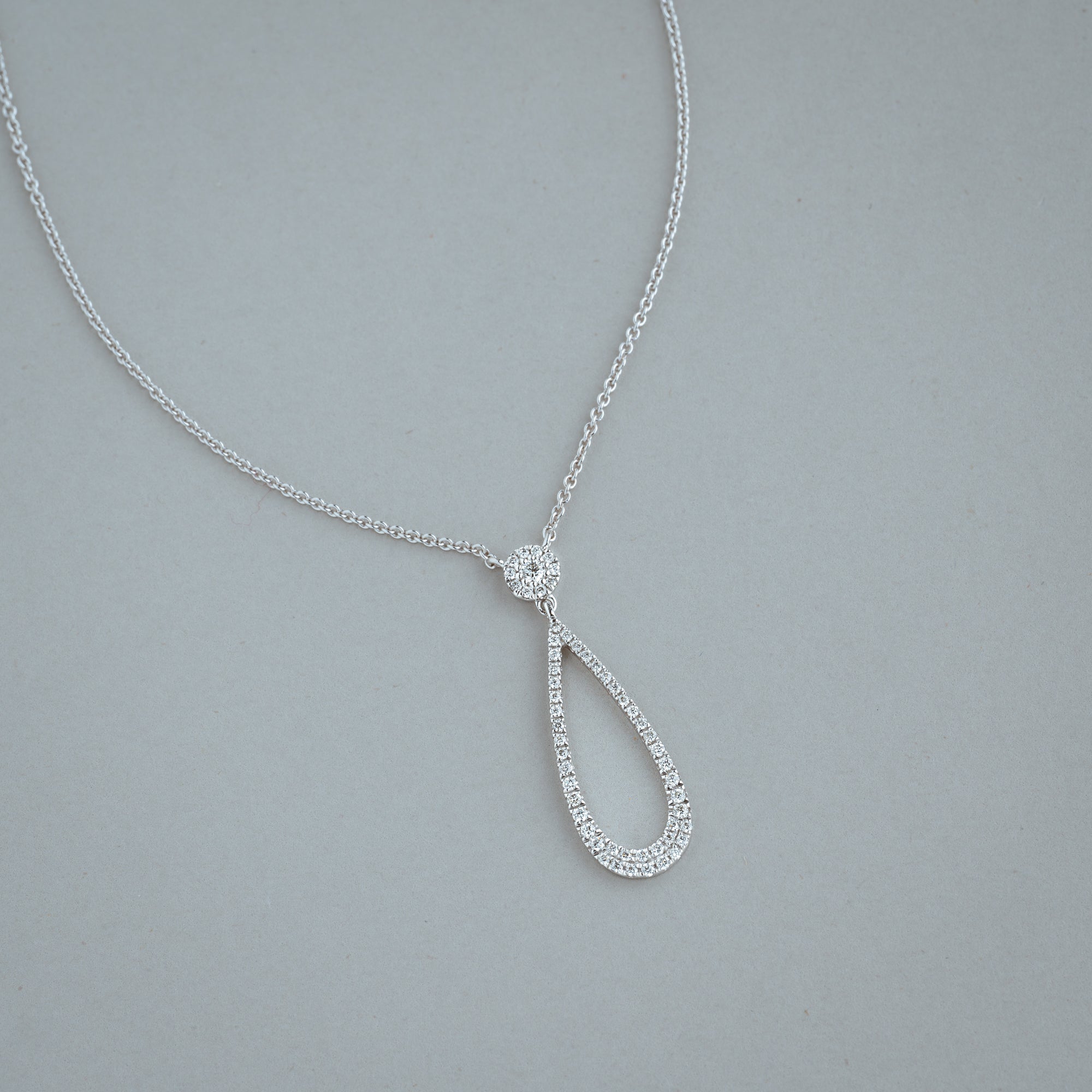 Drop Halo Diamond Necklace - RNB Jewellery