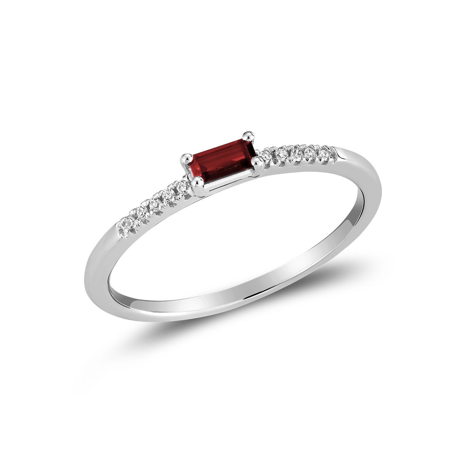 Emerald Cut Solitaire Precious Stone and Diamond Ring - RNB Jewellery