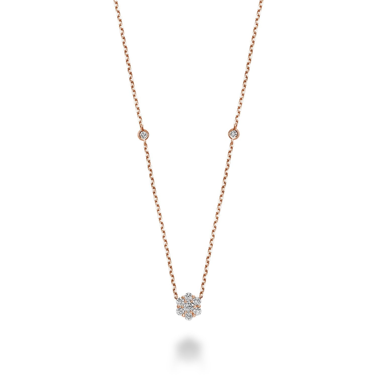 Flower & Bezel Diamond Necklace - RNB Jewellery