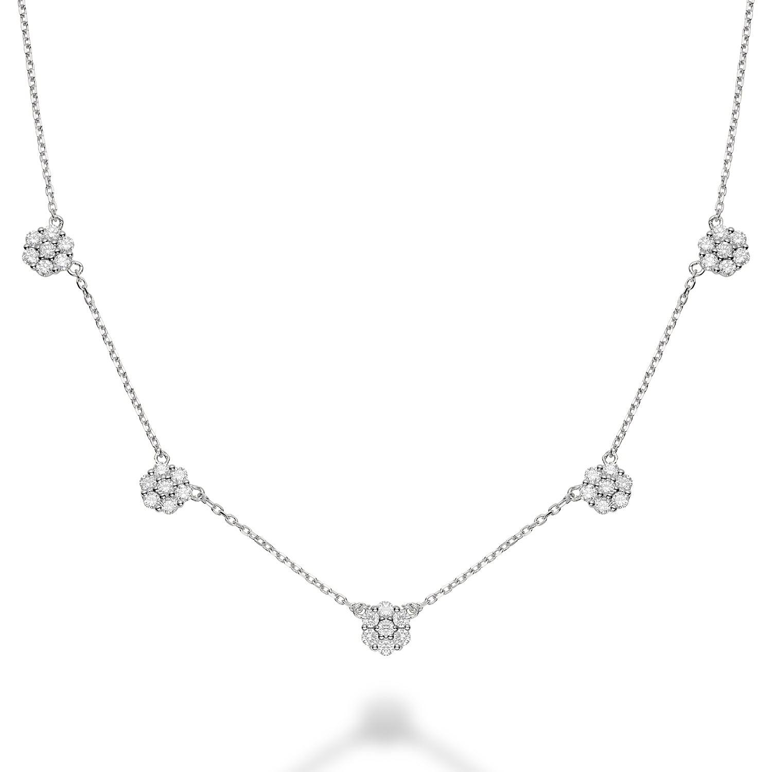 Flower Stationed Diamond Necklace - RNB Jewellery