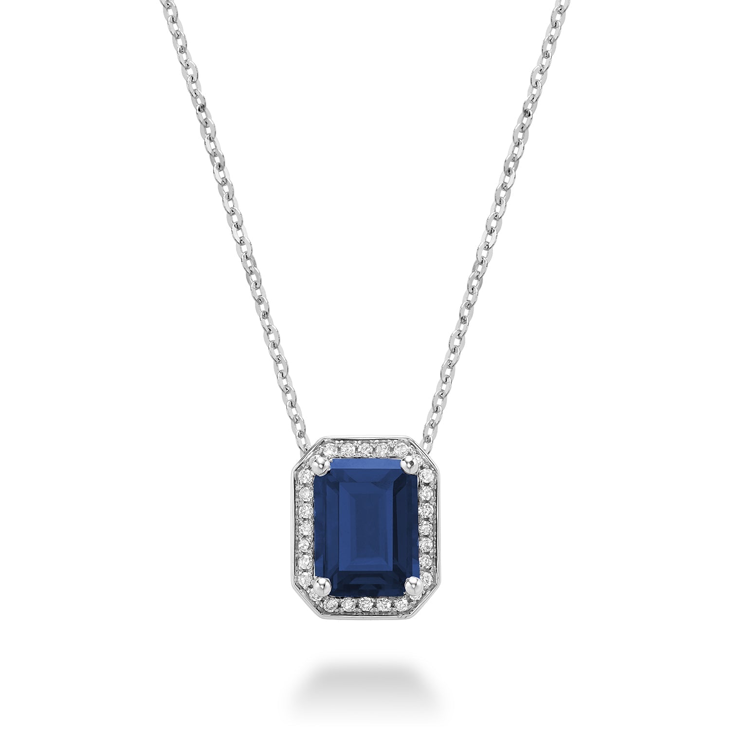 Gemstone & Diamond Emerald Cut Pendant - RNB Jewellery