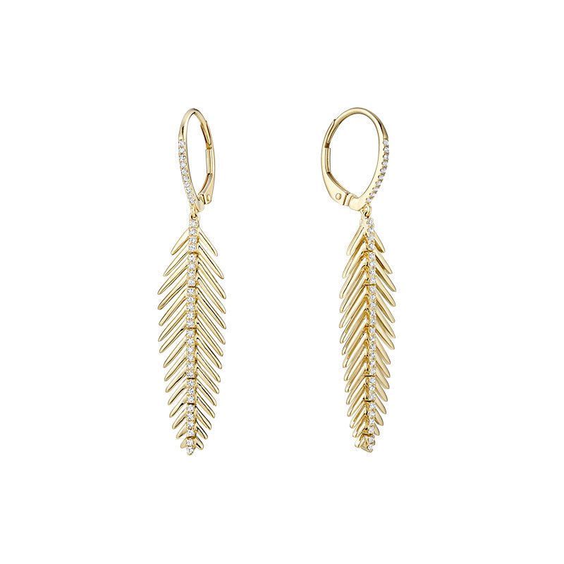 Leaf Dangle Diamond Earrings - RNB Jewellery