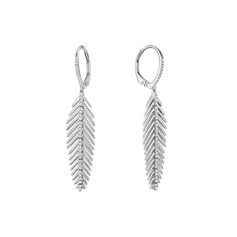 Leaf Dangle Diamond Earrings - RNB Jewellery