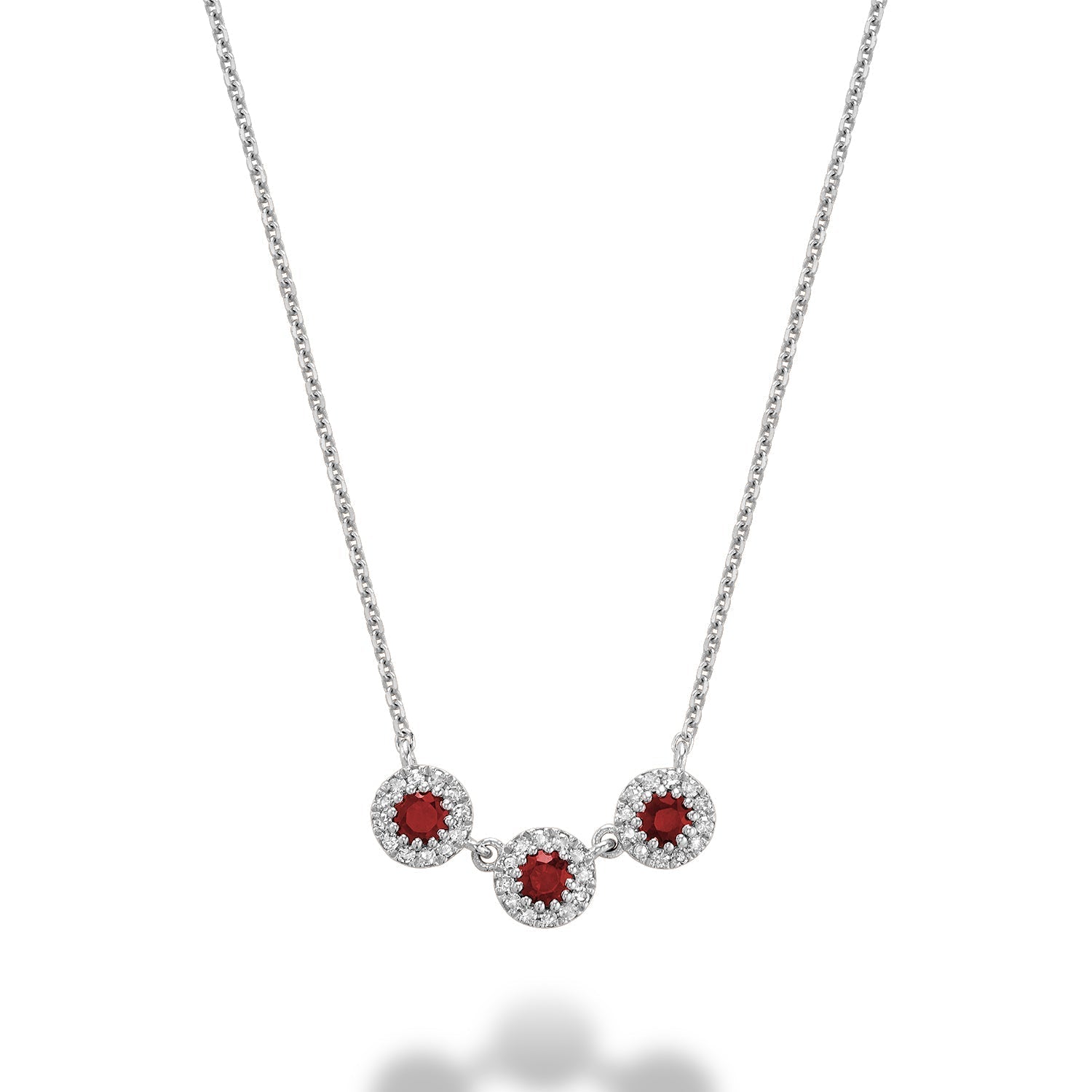 Martini Cup Halo Diamond & Precious Stone Necklace - RNB Jewellery