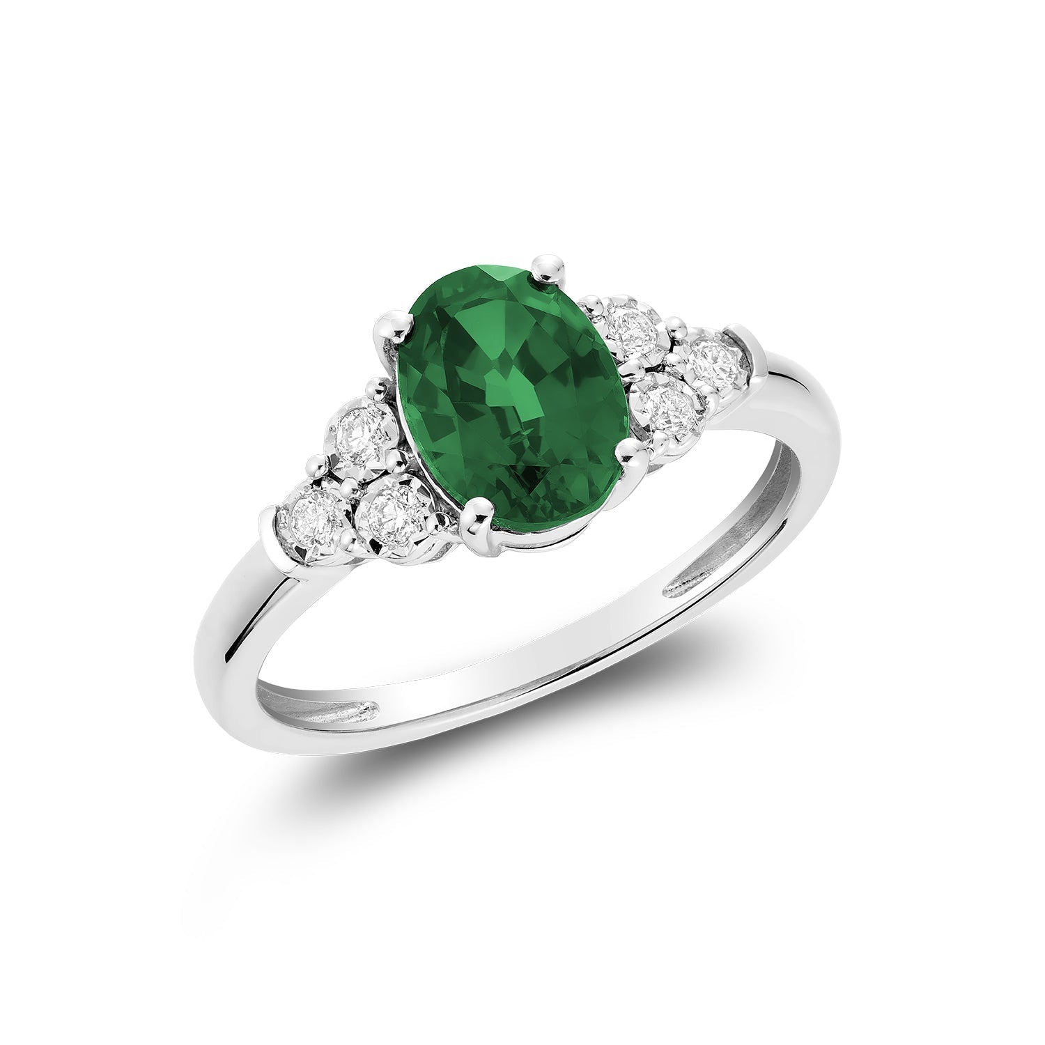 Oval Created Gemstone and Diamond Ring - RNB Jewellery