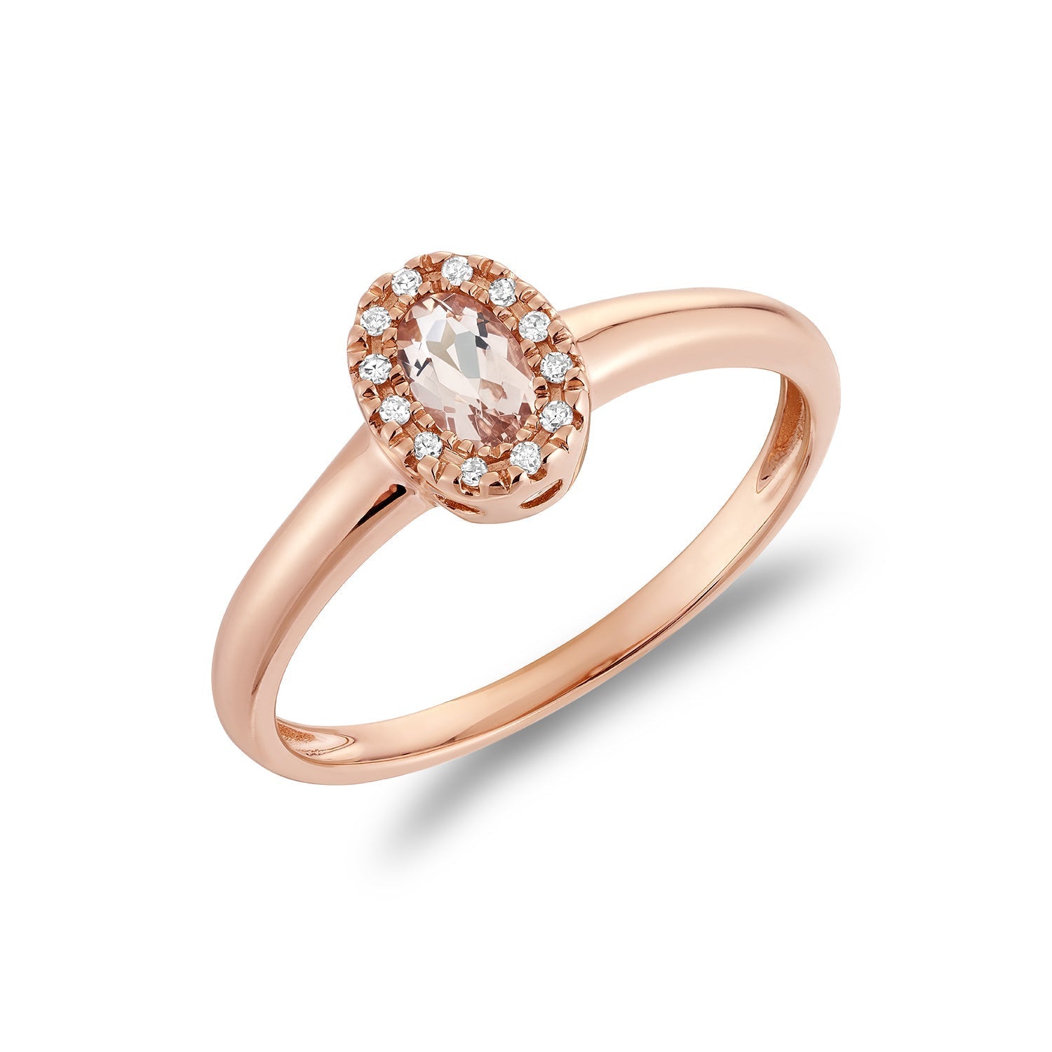 Oval Morganite and Diamond Halo Ring - RNB Jewellery