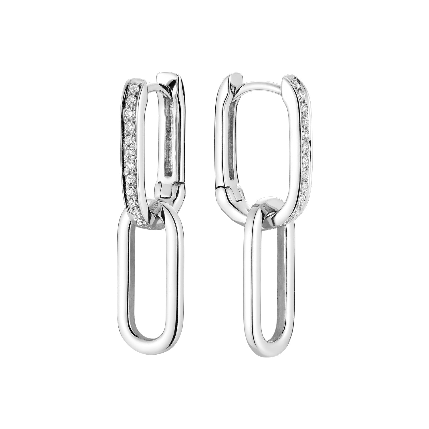 Paper Clip Diamond Dangle Earrings - RNB Jewellery