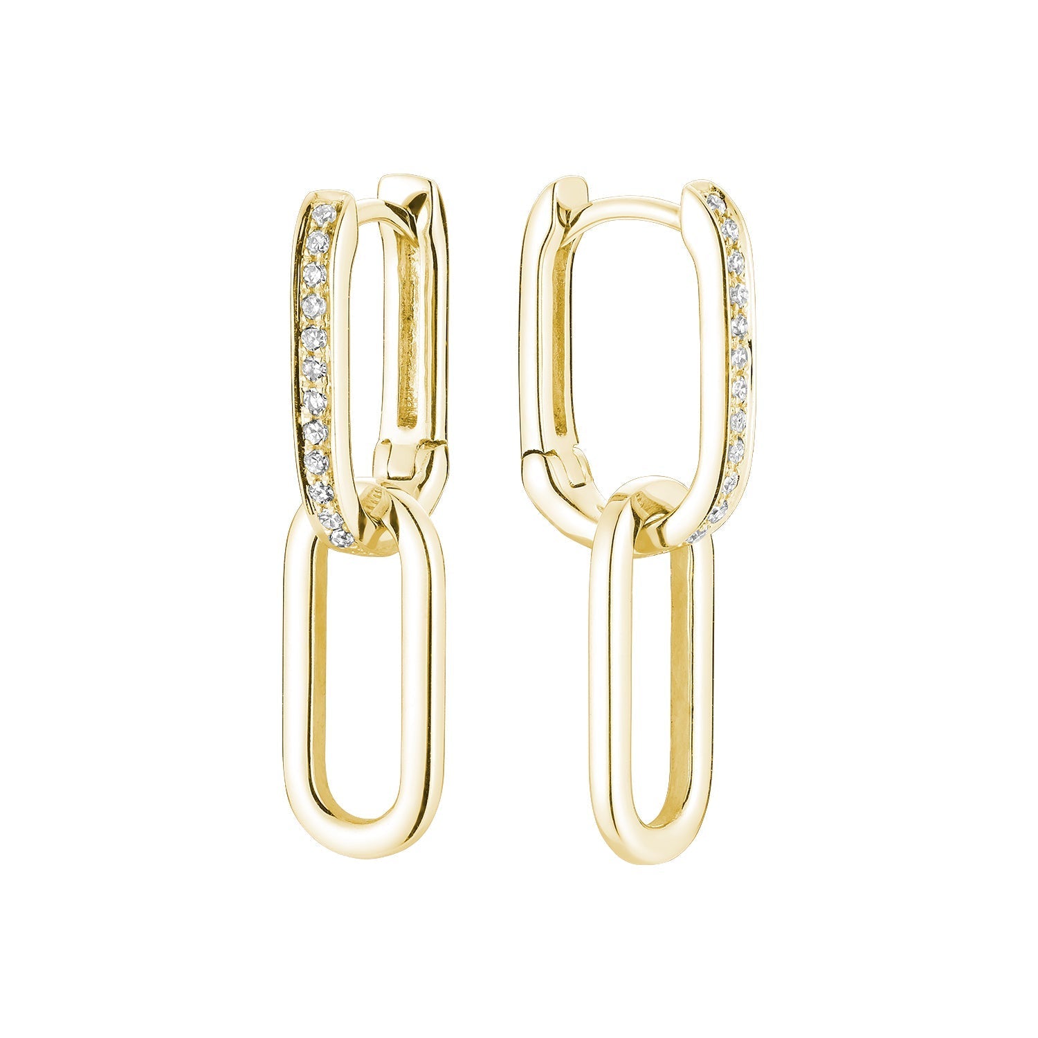 Paper Clip Diamond Dangle Earrings - RNB Jewellery