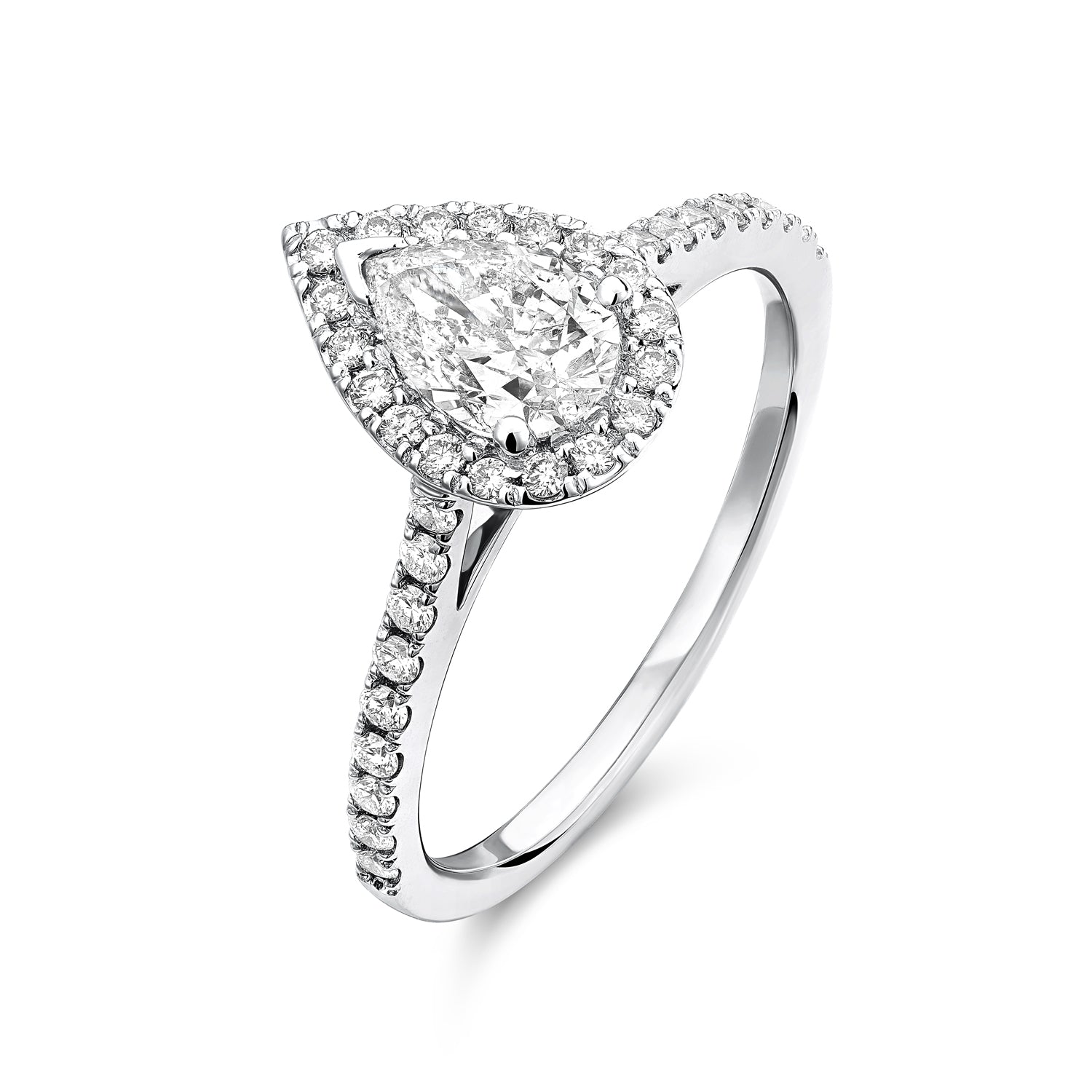 Pear Shape Halo Diamond Engagement Ring - RNB Jewellery