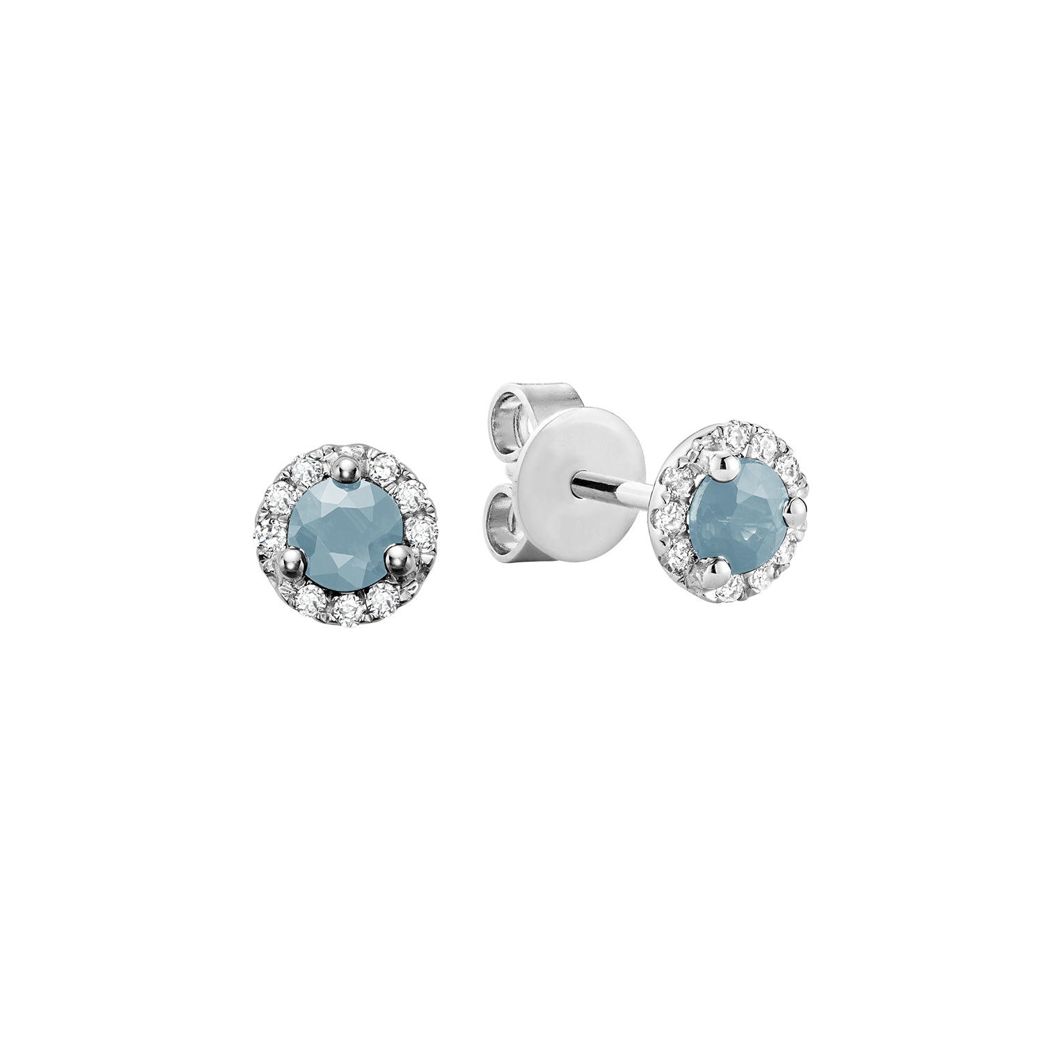 Precious Stone & Diamond Halo Stud Earrings - RNB Jewellery