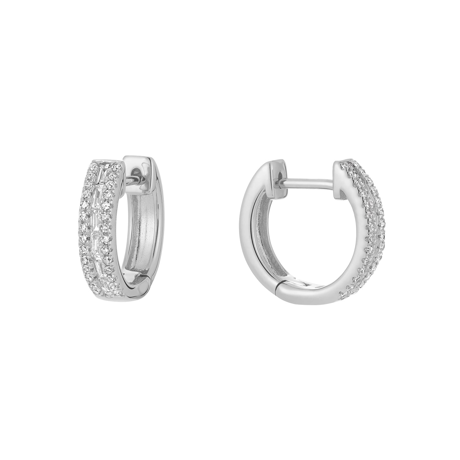 Semi Baguette Diamond Hoop Earrings - RNB Jewellery