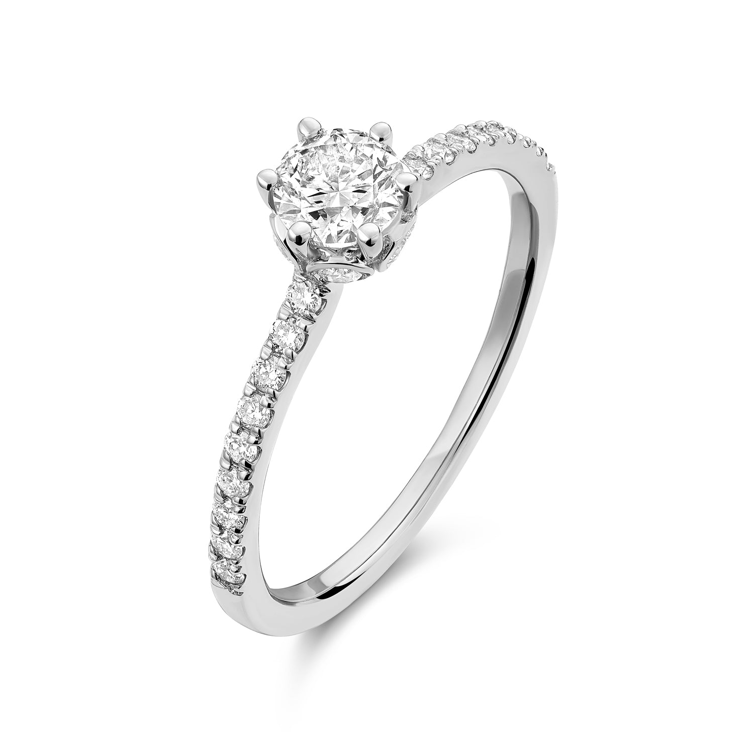 Solitaire Crown Setting Diamond Engagement Ring - RNB Jewellery