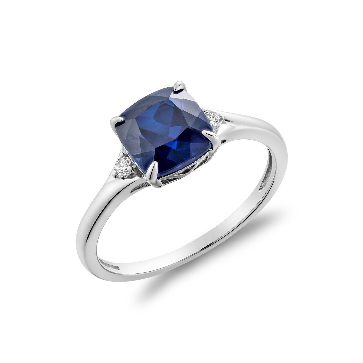 Solitaire Cushion Cut Gemstone & Diamond Ring - RNB Jewellery