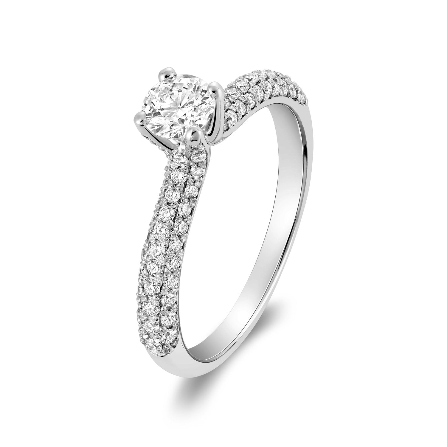 Solitaire Pave Diamond Engagement Ring - RNB Jewellery