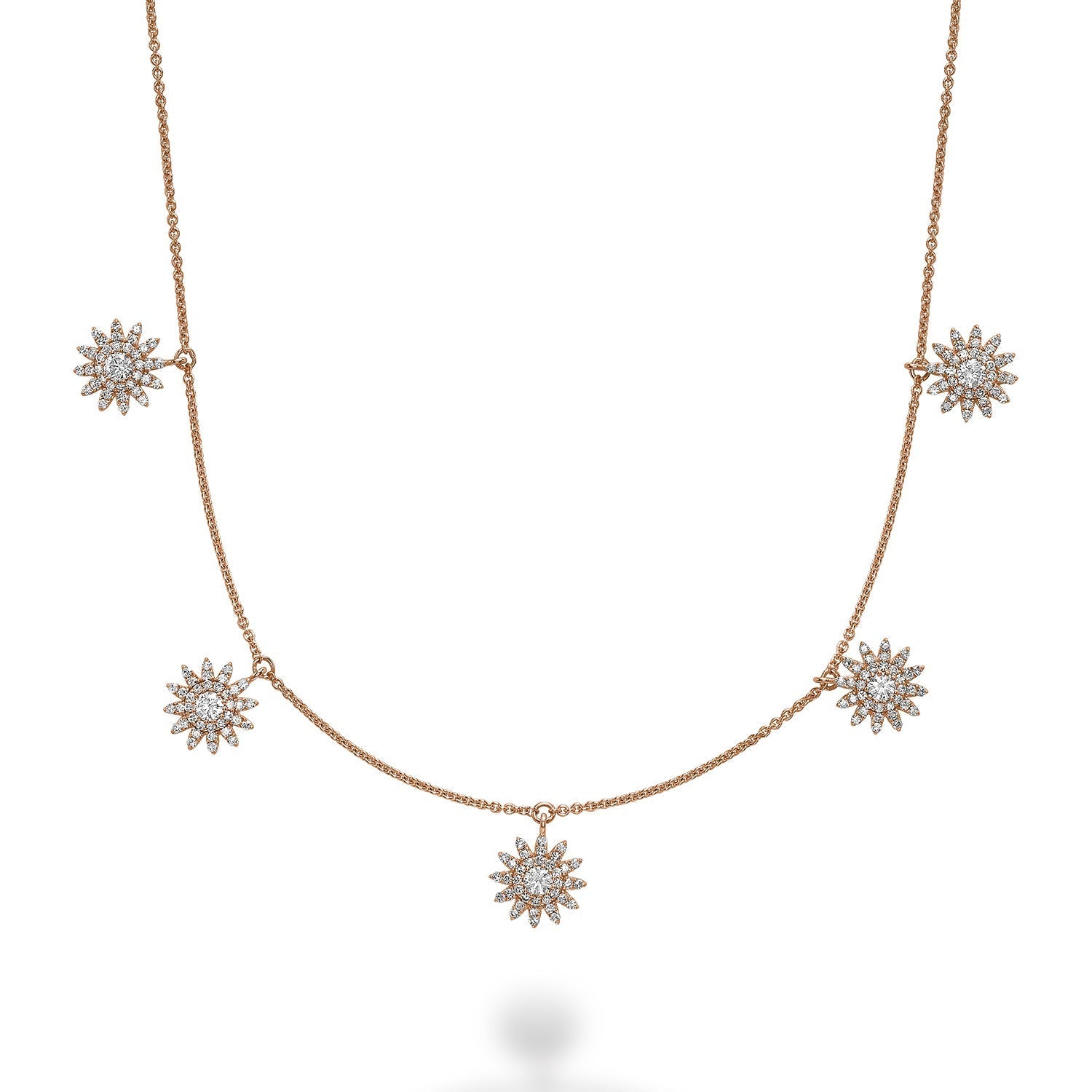 Sun Shaped Diamond By the Yard Necklace - RNB Jewellery