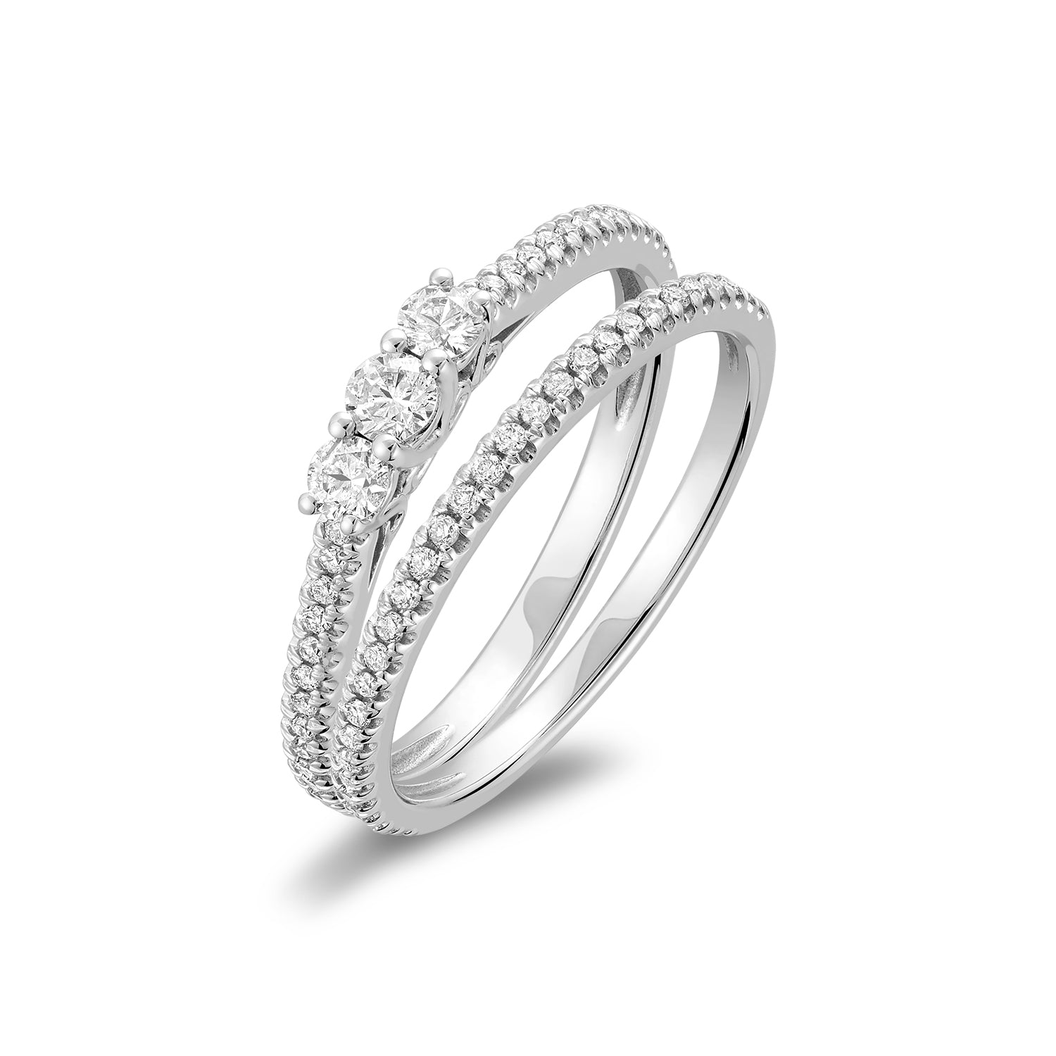 Three Stone Diamond Engagement Ring Set - RNB Jewellery