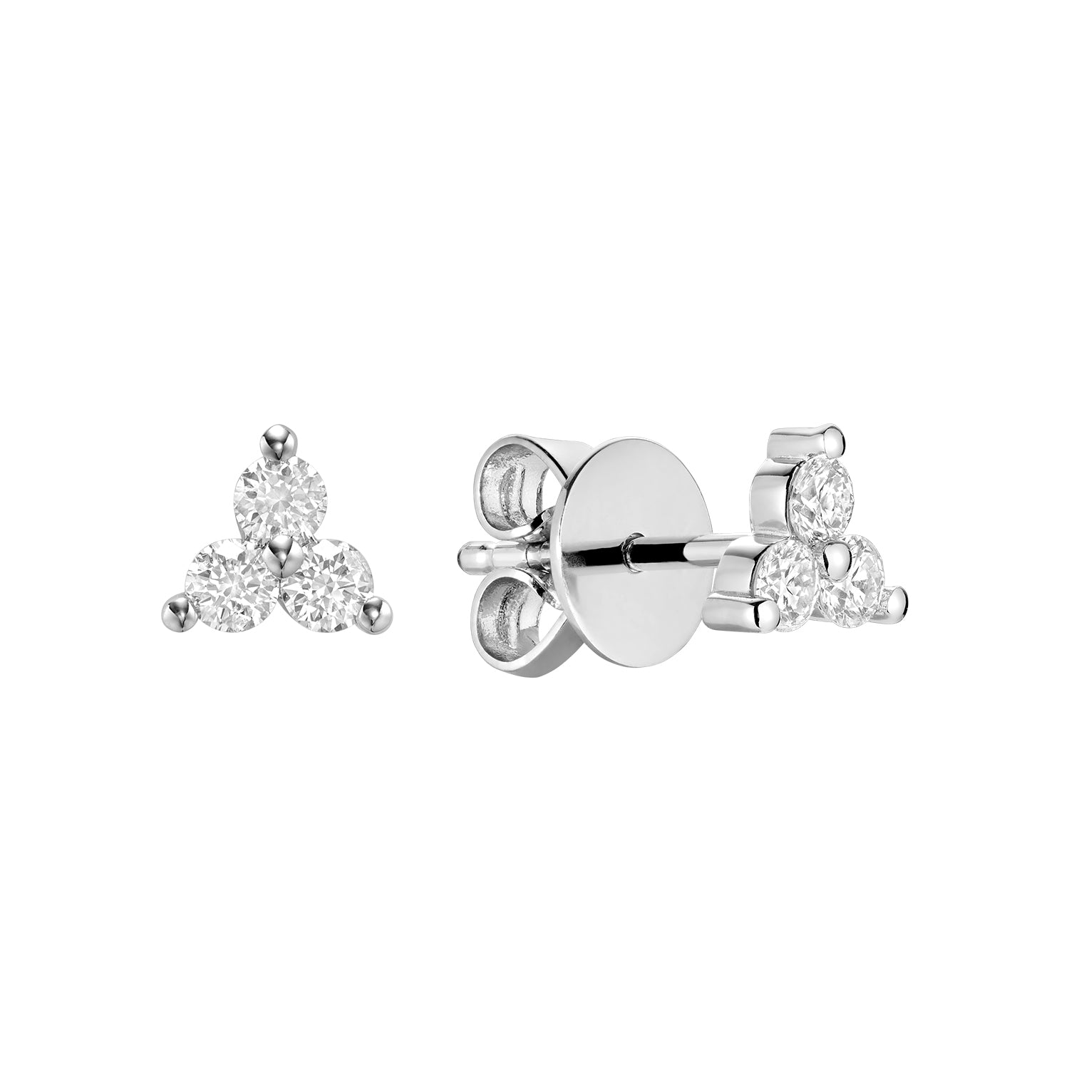 Three Stone Diamond Stud Earrings - RNB Jewellery