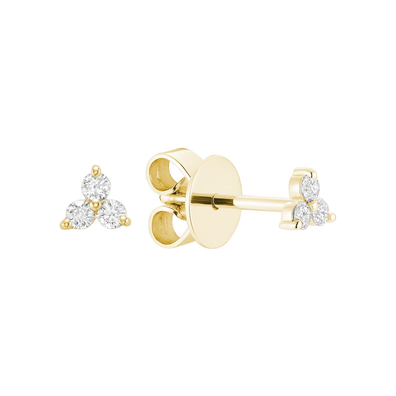 Three Stone Diamond Stud Earrings - RNB Jewellery