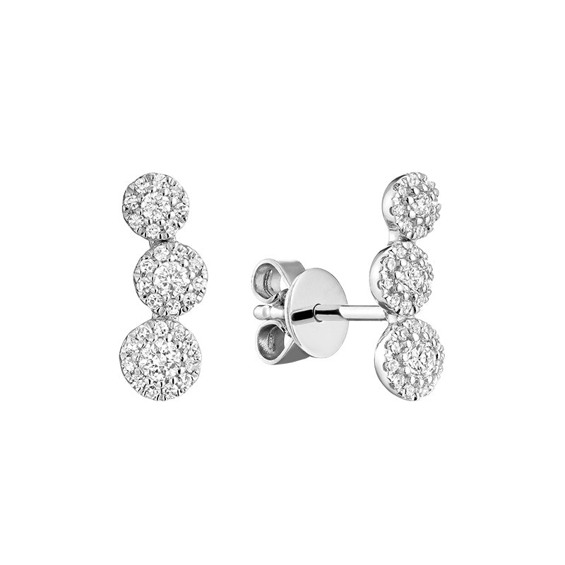 Triple Circle Diamond Cluster Earrings - RNB Jewellery