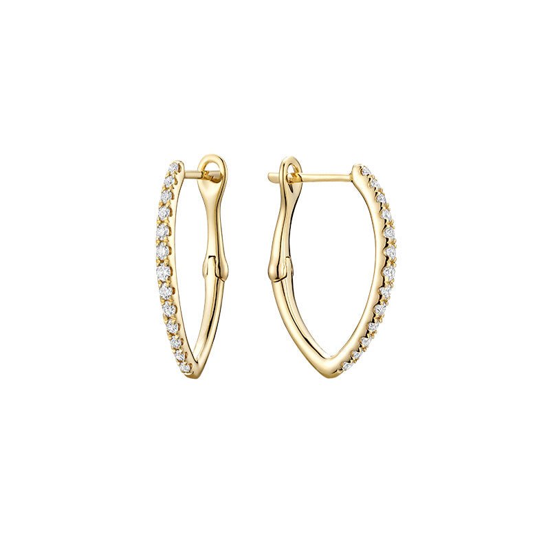 V-Shaped Hoops Diamond Earring - RNB Jewellery