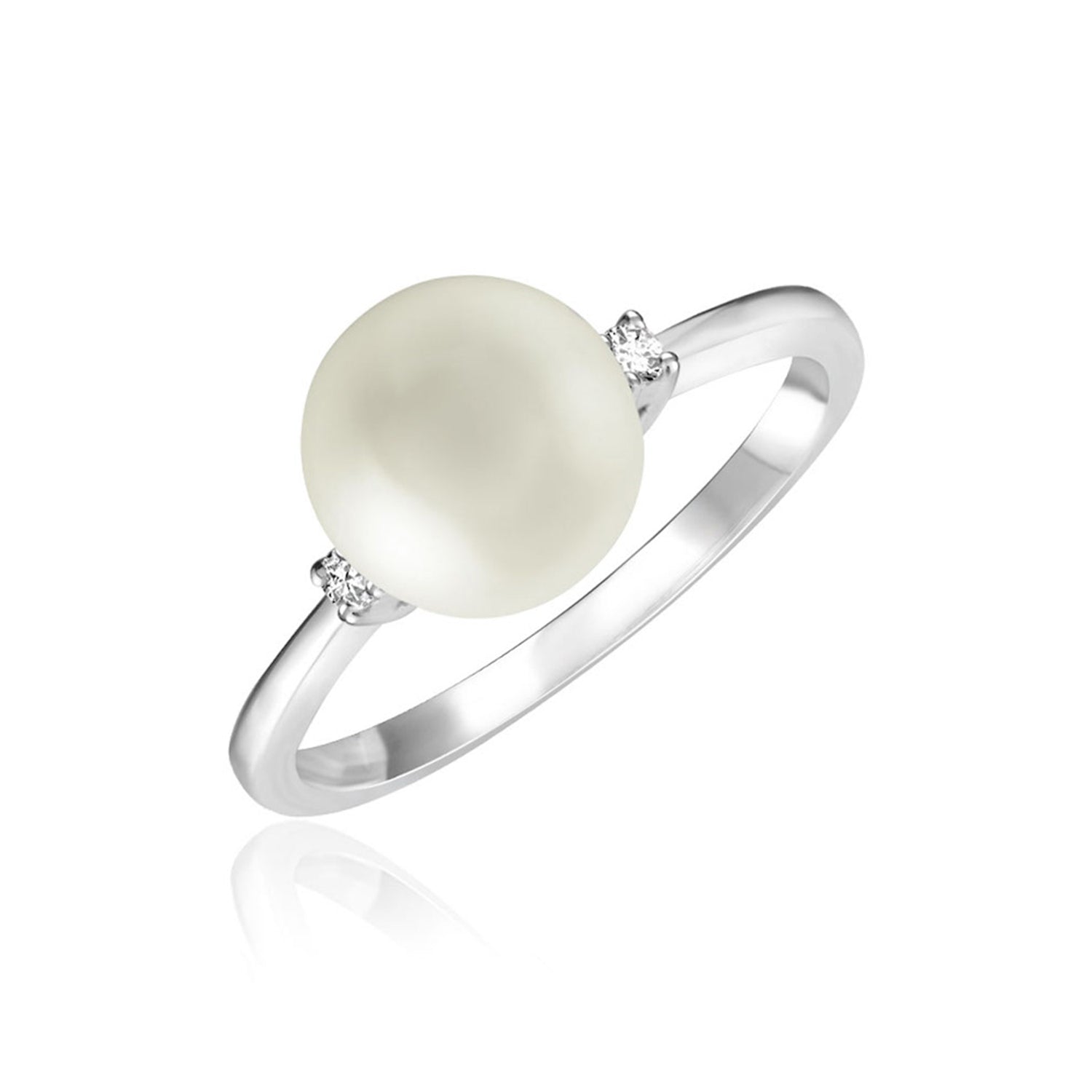 White Grey Pearl & Diamond Ring - RNB Jewellery