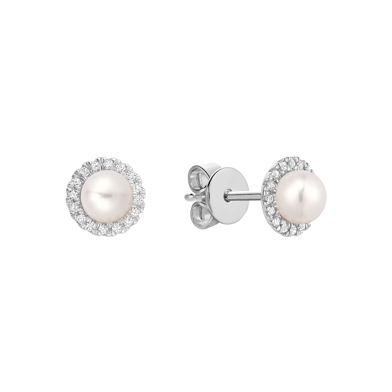 Freshwater Pearl & Diamond Earrings